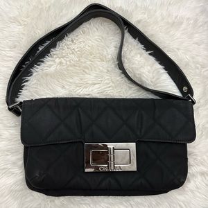 🎄Xmas Sale!! 🖤Chanel Mademoiselle Vintage Flap Bag in Black Nylon🖤